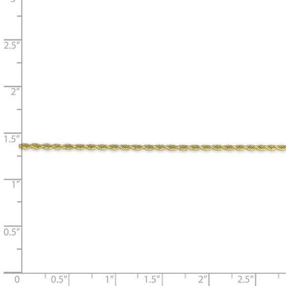1.5mm, 10k Yellow Gold Diamond Cut Solid Rope Chain Necklace, 28 Inch - Picture 5 of 8